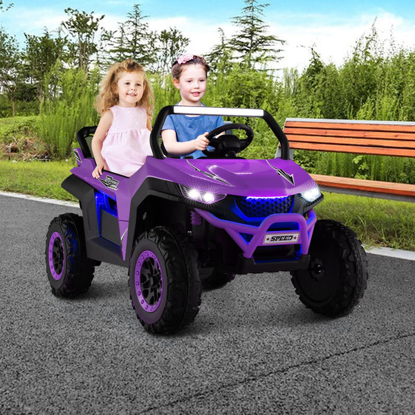 Kids Electric UTV, 2-Seater 12V Battery Powered Toy Car with Remote Control, Lights, Bluetooth, MP3, USB, FM, High/Low Speed & Suspension Spring, Children Ride on Car for 3-8 Years Old (Yellow)