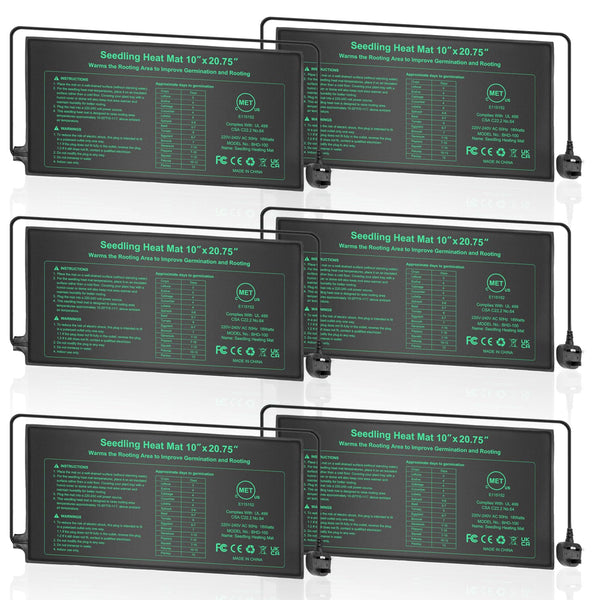 HYDGOOHO Seedling Heat Mat 6 Pack,Waterproof Heat Mat for Seed Starting,10 x 20.75in Plant Heating Mats for Seedling Germination,Hydroponic Reptile