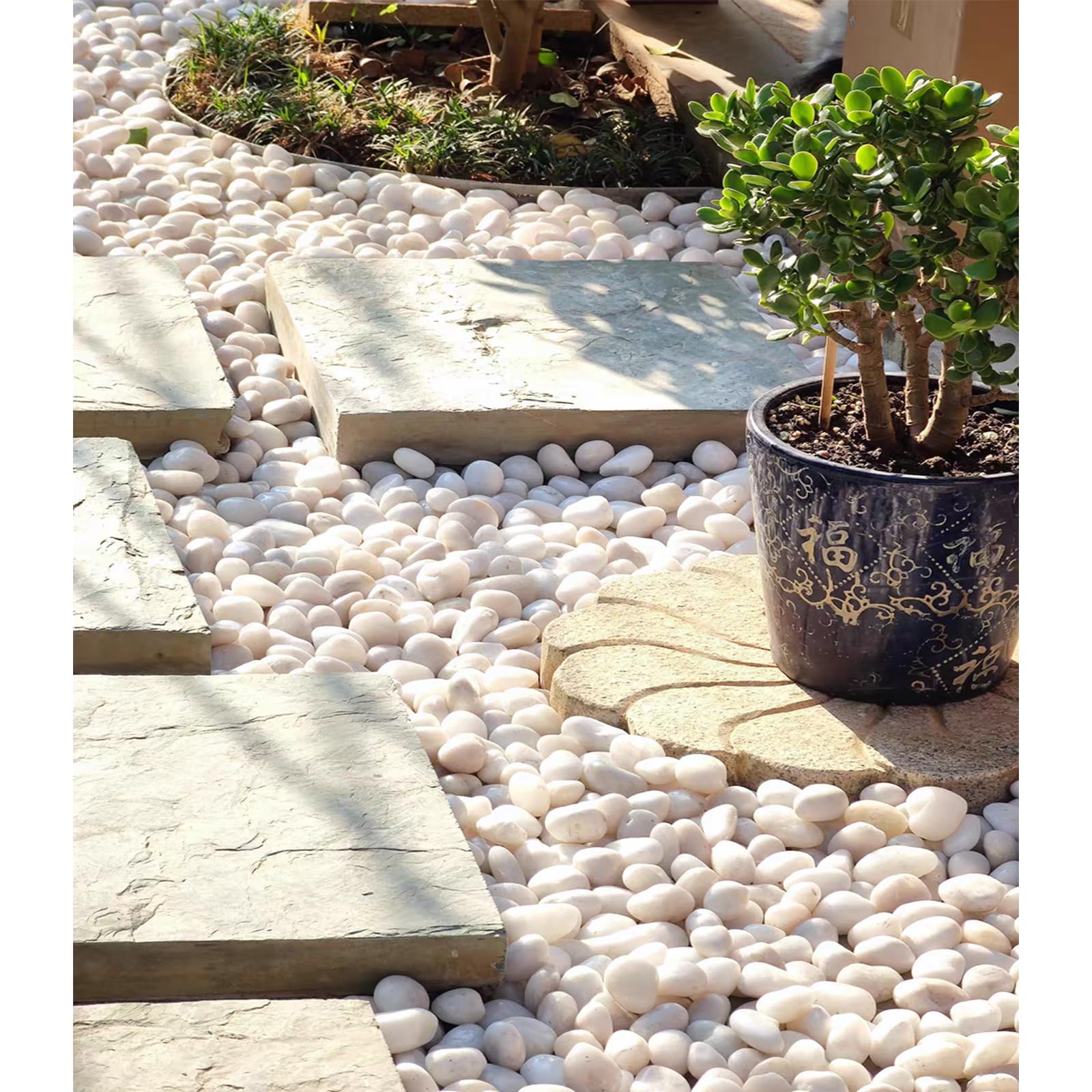 FANTIAN 9.1 Kgs White Decorative Stones for Garden, 30-50 mm White Pebbles for Plant Pots, Aquarium Rocks, Vase, Ponds and Fountain