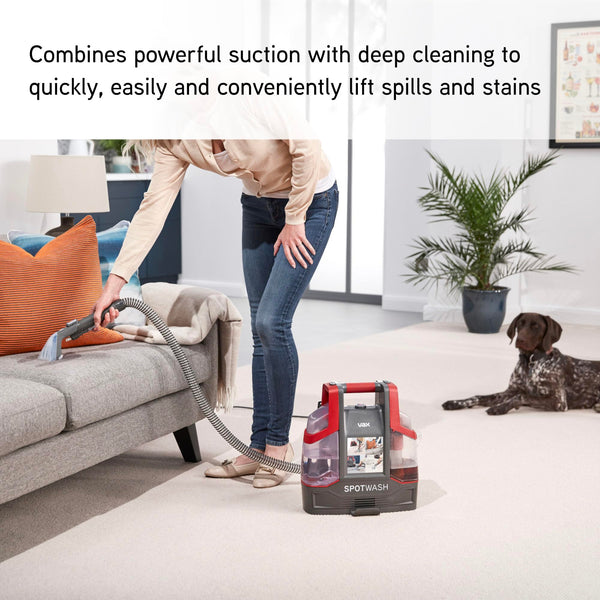 Vax CDCW-CSXA SpotWash Duo Spot Cleaner, Car, Upholstery, Sofa Carpet Cleaning Machine, Included Pet Tool & Solution Removes Spills & Stains, Portable and Compact Design, 1 Liter, Grey/Blue