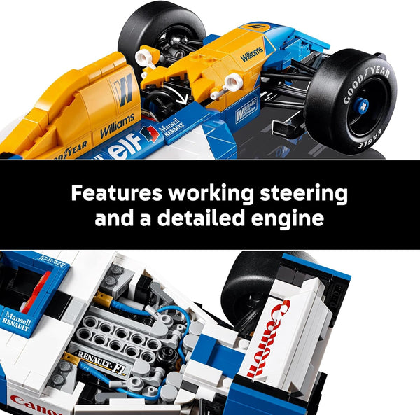 LEGO Icons Williams Racing FW14B & Nigel Mansell - F1 Car Model Set for Adults, with a Collectible Driver Minifigure, Trophy & Display Stand - Gift Idea for Men, Women & Teenage Motorsports Fans 10353