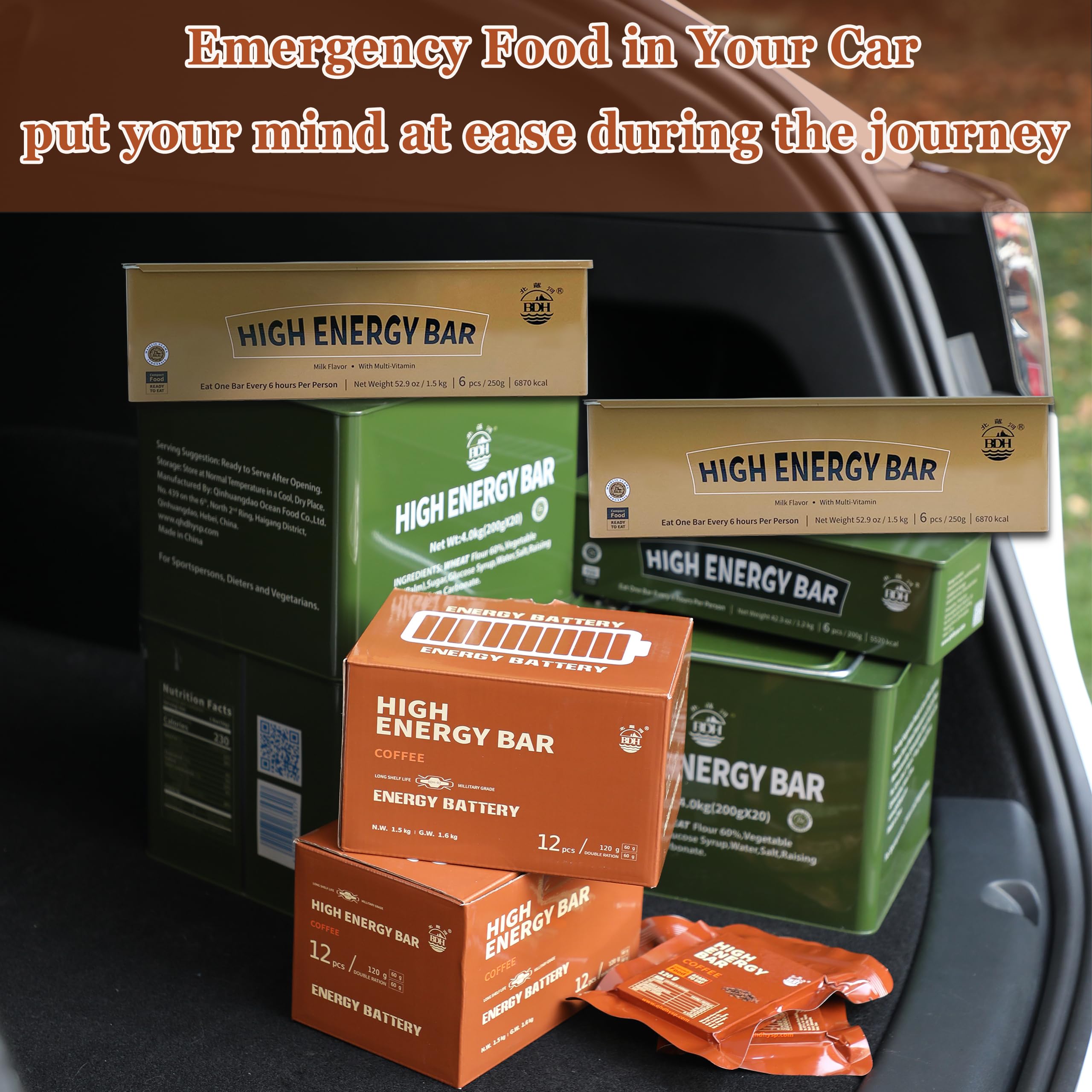 Emergency Food Rations Meal Ready To Eat, Long Self Life 18400 Calorie Survival Tabs Perfect for Camping, Hiking, Army Outdoor Disaster, 20 Pack with Tin Box