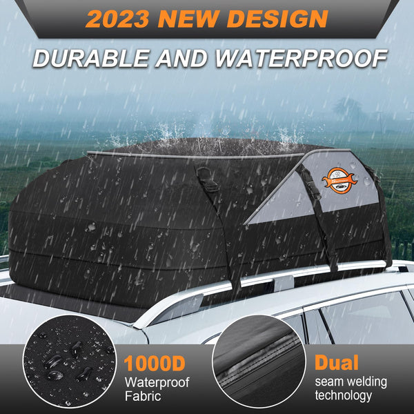 Sailnovo Roof Box Roof Bag 580L/20 Cubic Waterproof Car Roof Bag with 6 Door hooks, Soft-Shell Large Roof Cargo Carrier Bags for Cars without/with Roof Bars/Rack/Rails, Black