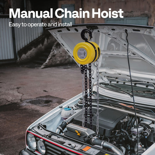 SPECSTAR Hand Chain Hoist 1250kg Capacity 3m with 2 Heavy Duty Hooks Manual Chain Fall for Warehouse Building Automotive Machinery