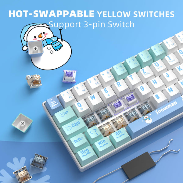 MageGee Portable 60% Gaming Mechanical Keyboard, Minimalist MK-Box Ice Blue Backlit Compact 68 Keys Wired Office Keyboard with Red Switch for Windows Laptop PC Mac Convenient(Gray & White)