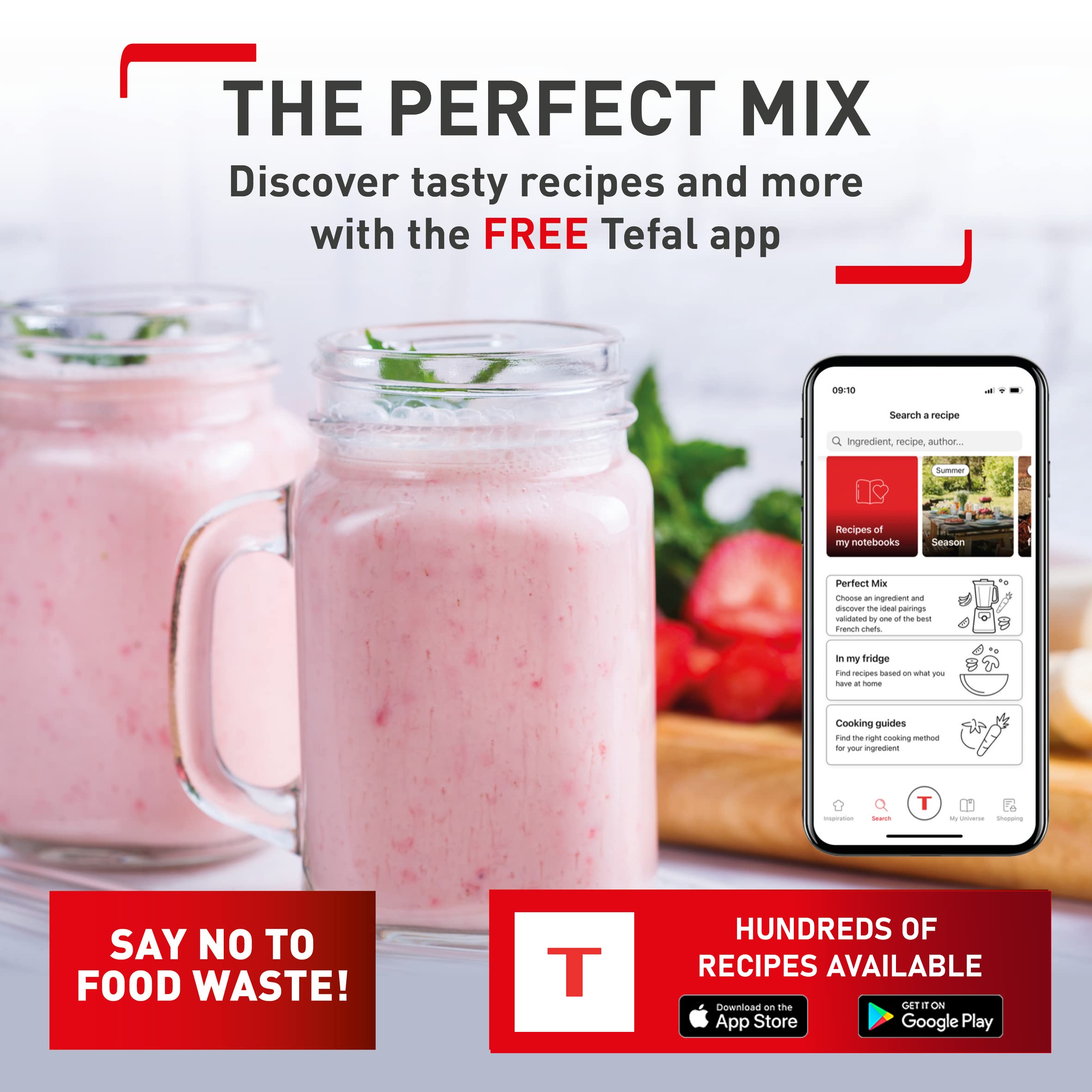 Tefal PerfectMix+ High-Speed Blender, 2L Lightweight Tritan Jar, Durable Titanium Powelix Blades, 1200W, Powerful Blending, Smoothie, Soup, Auto Clean Program, Dishwasher-Safe Parts, Black, BL88A840