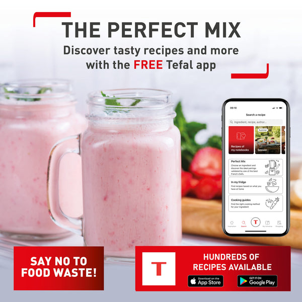 Tefal PerfectMix+ High-Speed Blender, 2L Lightweight Tritan Jar, Durable Titanium Powelix Blades, 1200W, Powerful Blending, Smoothie, Soup, Auto Clean Program, Dishwasher-Safe Parts, Black, BL88A840
