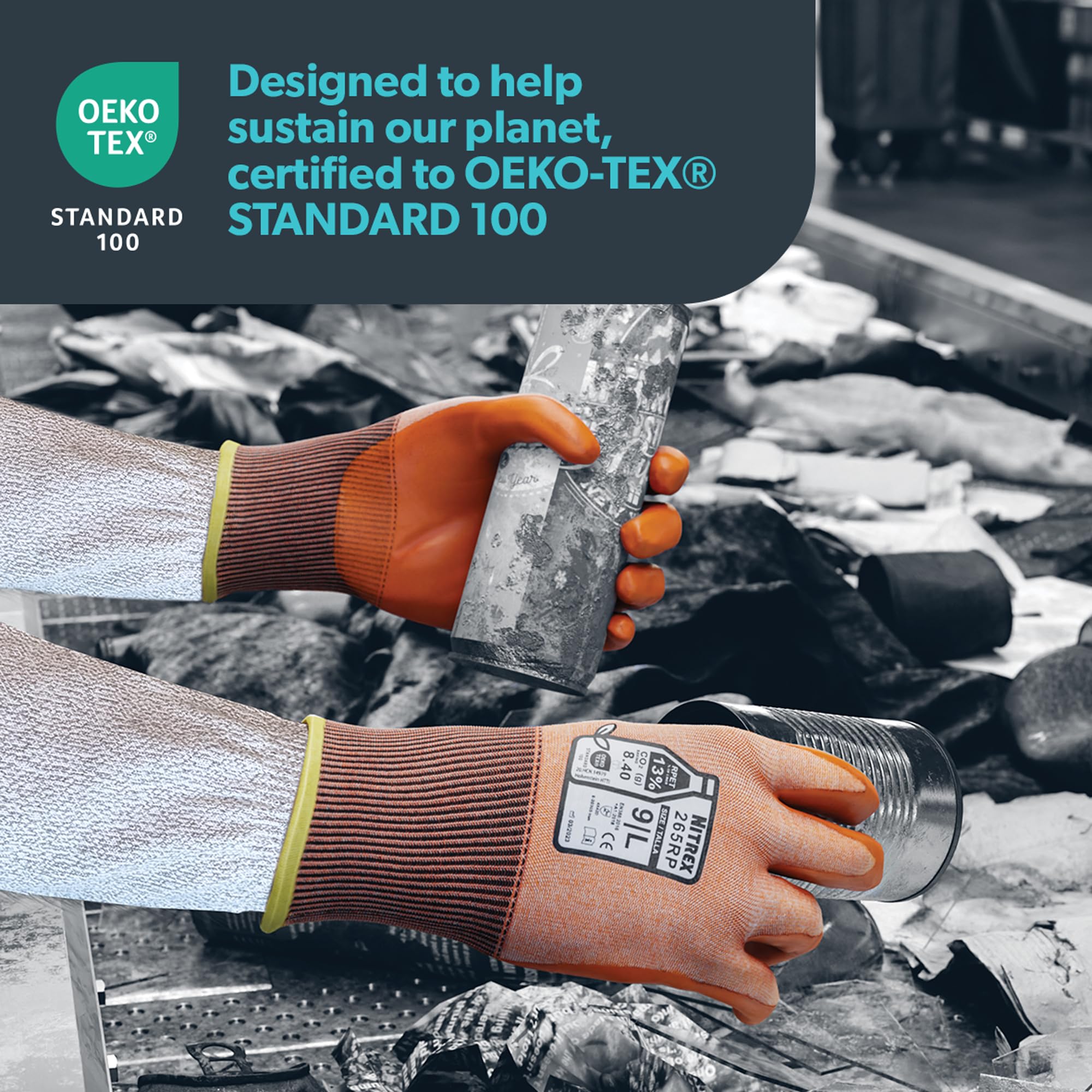 NITREX 265RP Cut Resistant Work and Safety Gloves - 5 Pairs - General Handling Gloves - Foam Nitrile Palm Coated – Oils and Grease Resistant – Mechanical and Industrial Protection - Size 7