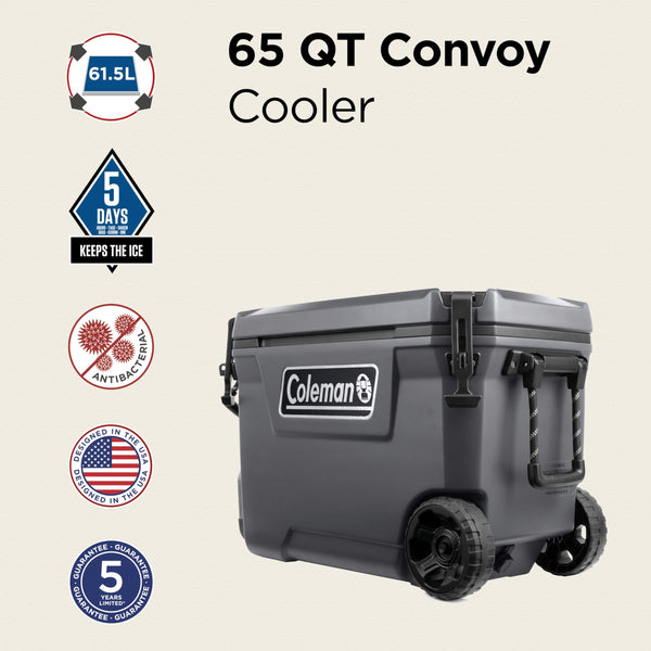 Coleman Convoy Heavy-Duty Insulated Hard Cooler with handles| large capacity| Keeps Ice for up to 5 Days| Full foam insulation| Large Durable Portable Cool Ice Box for Rugged Outdoor Use & Jobsites
