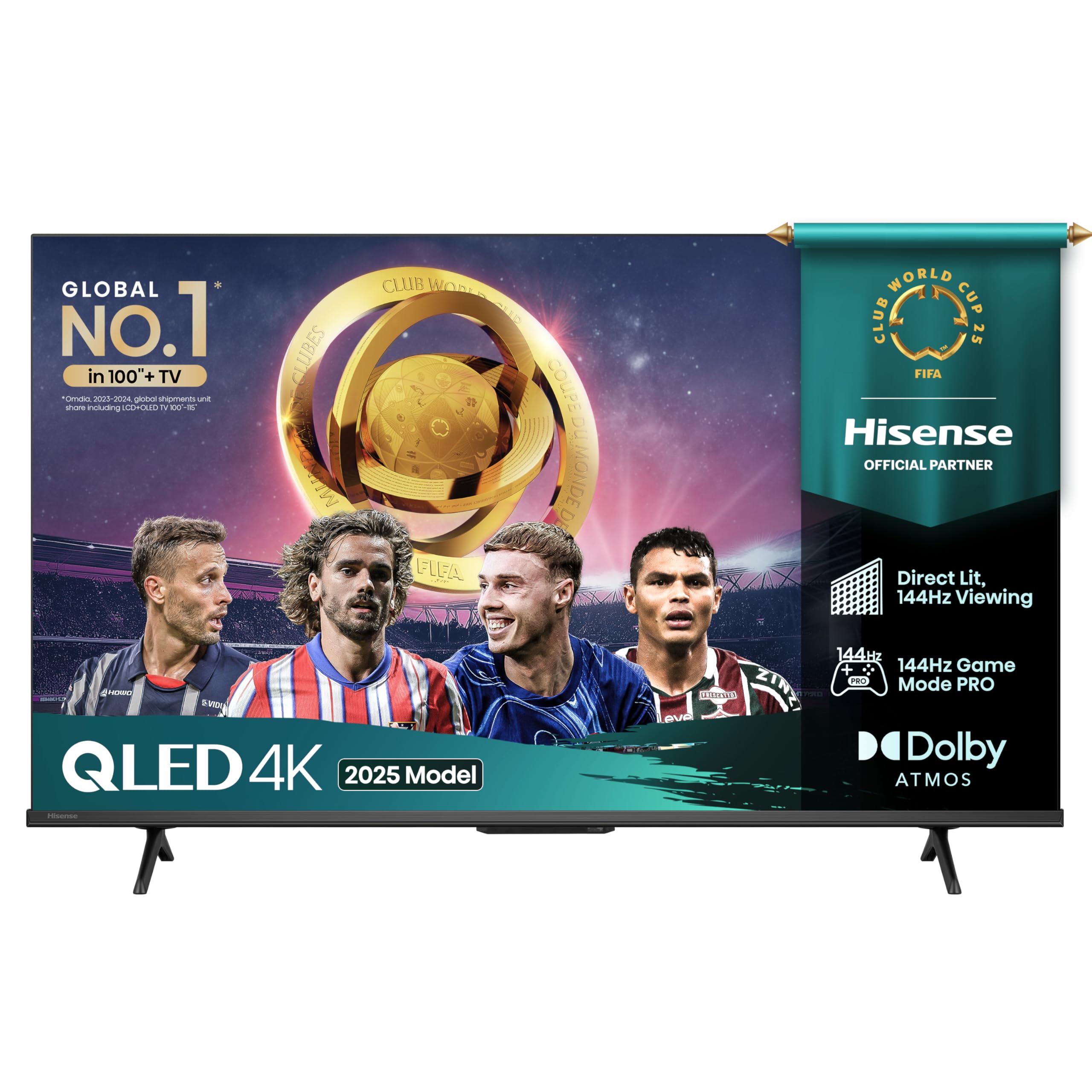 Hisense 55 Inch 4K QLED Smart TV 55E77NQTUK - Quantum Dot Colour, 4K AI Processor, Dolby Vision Atmos, Smooth Motion, Sports Mode, Vidaa OS with Freely, Youtube, Netflix and Disney+ (2024 Model)