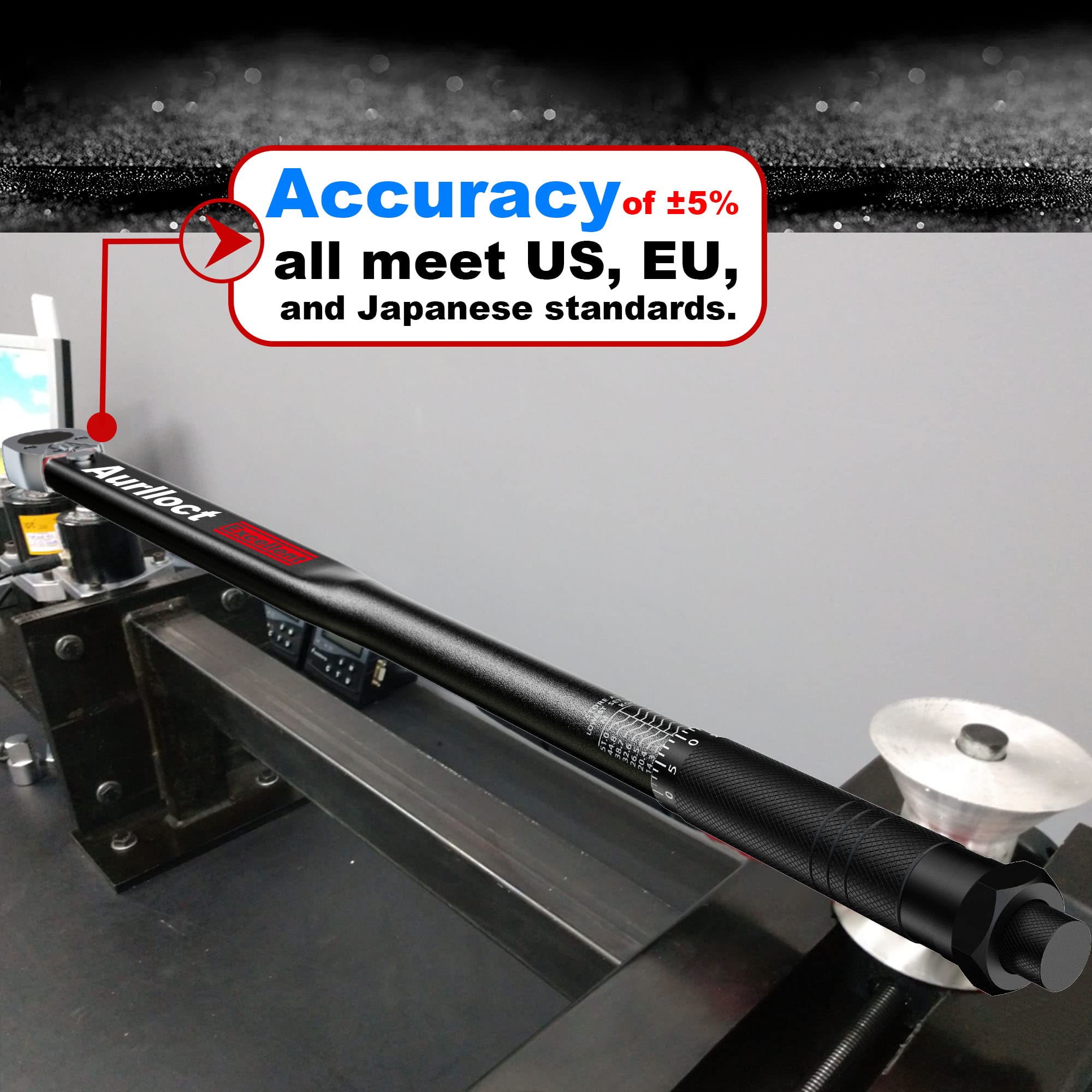 1/2" Torque Wrench Set, Car Wheel Torque Spanner 20-230 Nm with 3/8'' Adapter, ± 3% Accuracy, 72 Tooth for Car Repair, Tire Replacement Etc