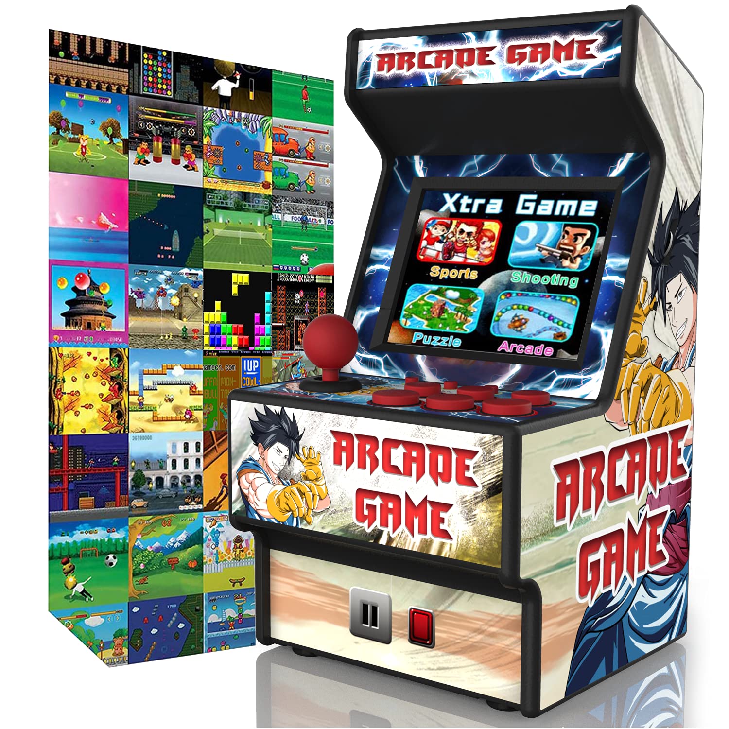 Mini Arcade Machine, 156 Built-In 16-Bit Games, 2.8” Full Colour Screen, 8-Way Joystick, Handheld Retro Games Console – Gaming by Golden Security!