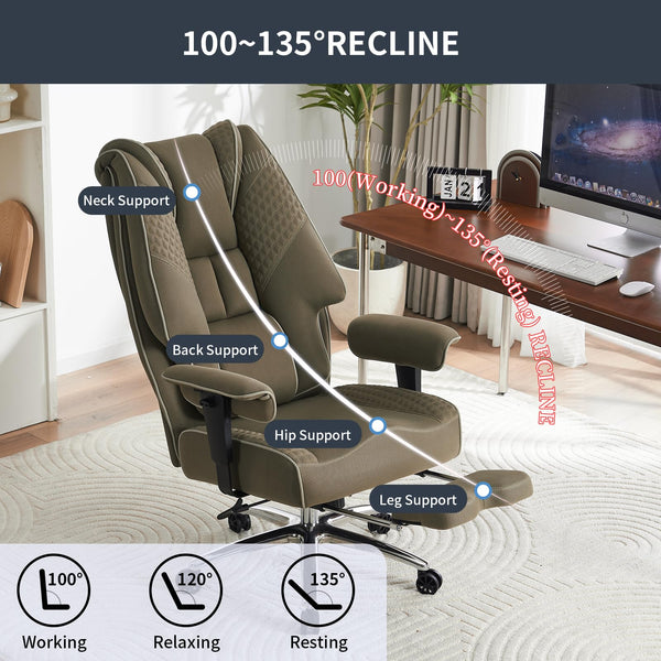 EXCEBET Ergonomic Office Chair – High Back PU Leather Executive Desk Chair with Adjustable Armrests, Swivel Computer Chair for Home/Office, Heavy Duty Support up to 400 lbs