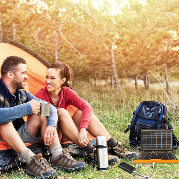 FlexSolar 20W Portable Solar Panel Charger for Camping, USB-A QC3.0 USB-C Waterproof Foldable Solar Panel for Mobile Phones Laptop Cellphones Power Bank Outdoor Hiking Fishing