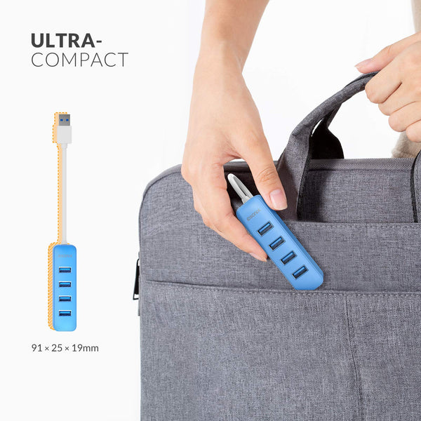 iDsonix USB hub, 4-Port USB 3.0 Hub, 5Gbps HighSpeed Data Transmission USB Hub for Laptop, iMac, Surface Pro, XPS, USB Flash Drives, Mobile HDD, Xbox, Printer, Camera, and More - Yellow