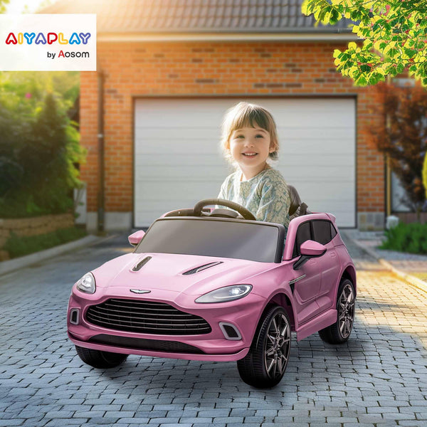 AIYAPLAY 12V Kids Electric Car, Aston Martin DBX Licensed Kids Ride on Car with Remote Control, 4 Suspension Wheels, LED Lights, Music, Horn, Slow Start, for Ages 3-6 Years, Blue