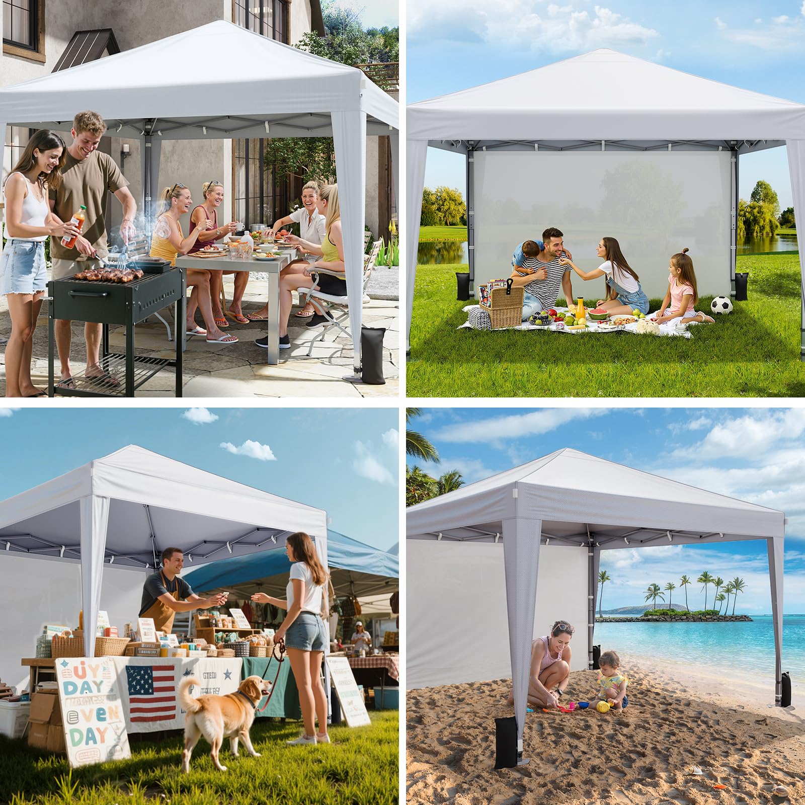Driftalia Gazebo with Sides 3m x 3m, Waterproof Pop Up Gazebo with 4 Sandbags and Carry Bag for Parties, Camping, Commercial Events - Dark Grey