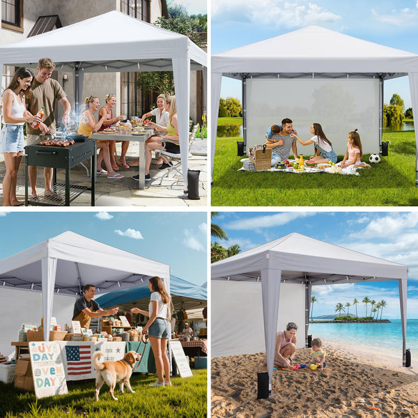 Driftalia Gazebo with Sides 3m x 3m, Waterproof Pop Up Gazebo with 4 Sandbags and Carry Bag for Parties, Camping, Commercial Events - Dark Grey