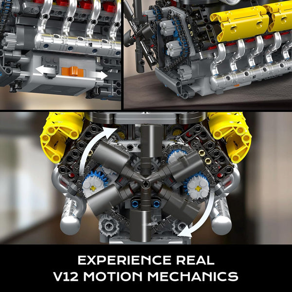 Mould King 10202 V12 Engine Building Blocks Sets, Build a Engine Model Kit That Runs, MOC Engineering Model Building Kit, 1194 PCS STEM Engineering Toys for Kids/Adults
