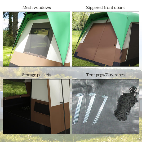 Outsunny 6-7 Man Camping Tent with 2 Rooms, 3000mm Waterproof Family Tent with Sewn in Groundsheet and Top Light Hook, Portable with Bag, for Fishing Hiking Festival