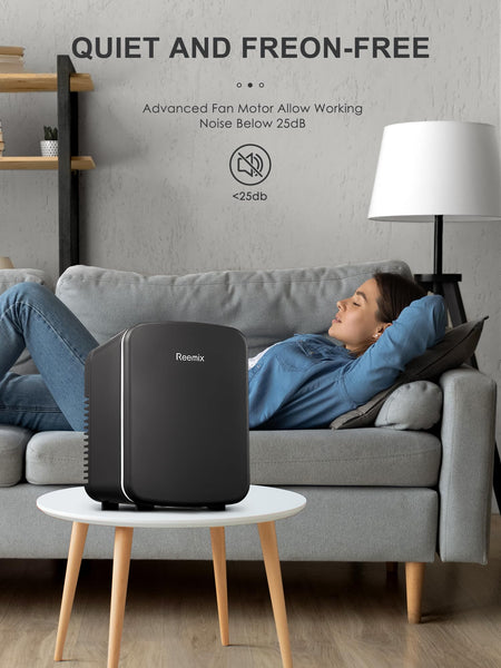 Mini Fridge 4 Litre, 6 Can Portable AC+DC Power Cooler & Warmer, Portable Small Fridge for Bedrooms, Cars, Offices; Skincare, Makeup, Cosmetics, Food (Pearlescent White, 4L)