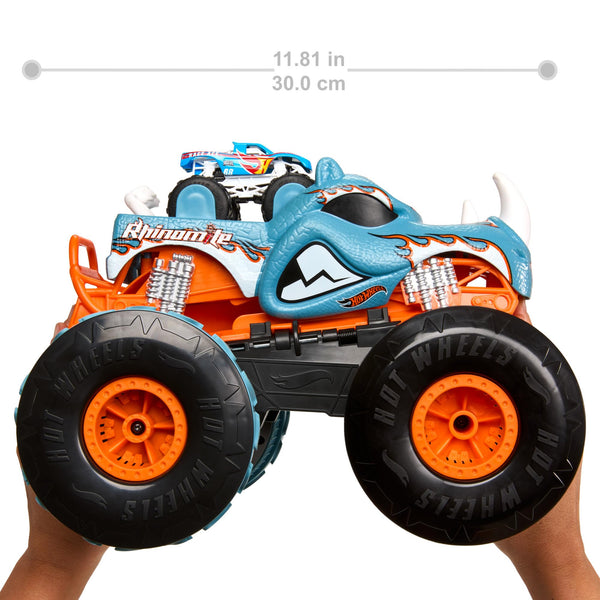 Hot Wheels Monster Trucks Remote Control Car, 1:15 Scale Mega-Wrex Alive Battery-Powered RC Vehicle with Lights & Sounds, JBD90