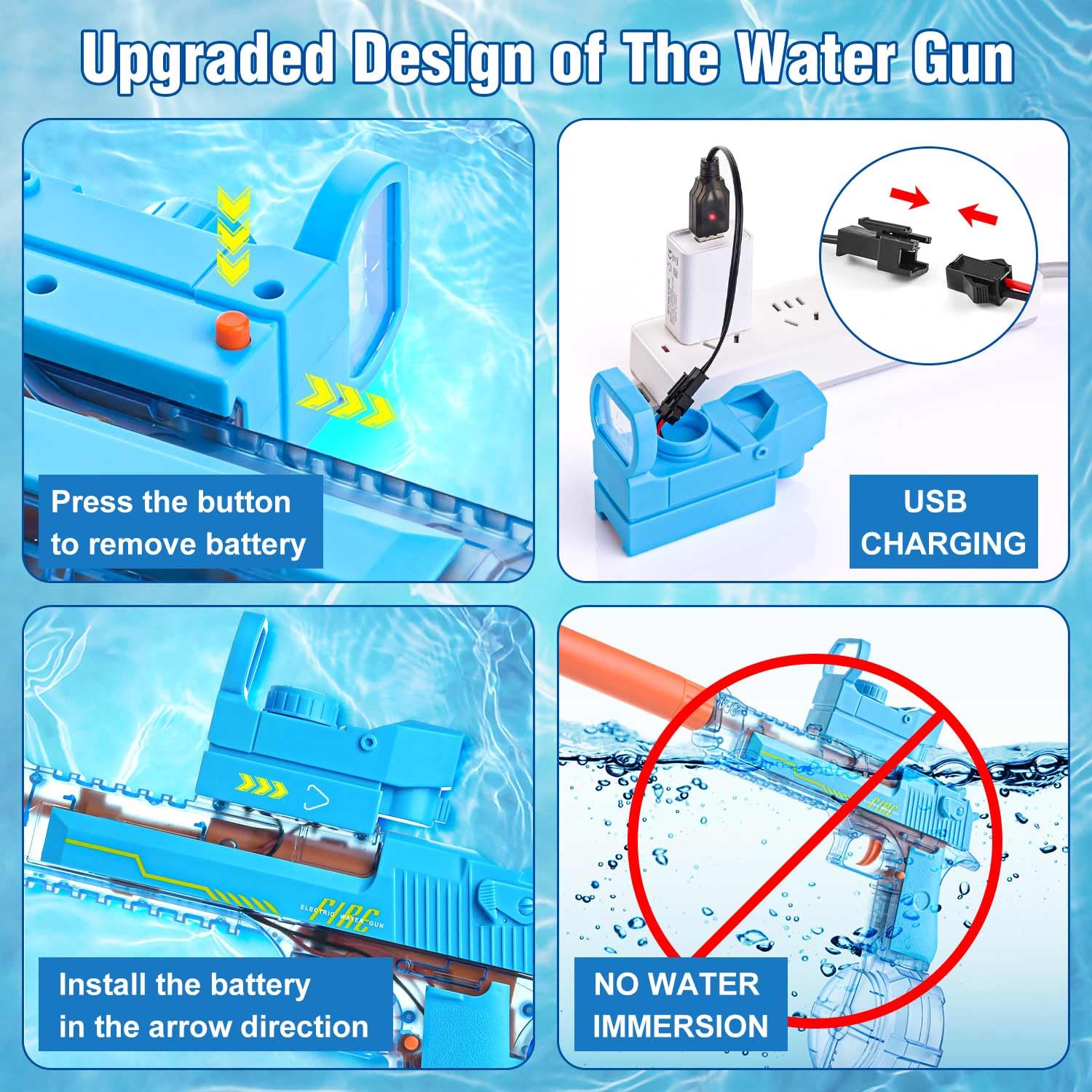 Electric Water Gun, Ultra-Long Range One-Touch Automatic Water Gun, Large Capacity Ultra-Long Standby, Suitable For Children Adults Summer Pool Party Beach Outdoor Use.