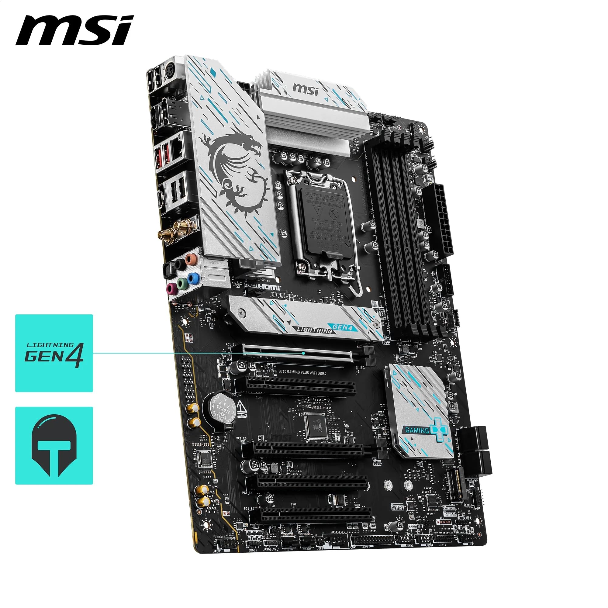 MSI B760 GAMING PLUS WIFI DDR4 Motherboard, ATX - Supports Intel 14th, 13th & 12th Gen Core Processors, LGA 1700 - DDR4 Memory Boost 5333+MHz/OC, 1x PCIe 4.0 x16, 2 x M.2 Gen4, 2.5G LAN, Wi-Fi 6E
