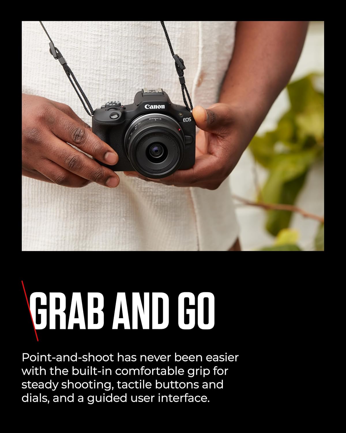 Canon EOS R100 - Compact Mirrorless Digital Camera - 24.1 MP, 4K Resolution - Dual Pixel CMOS AF, DIGIC 8 Processor - 6.5 FPS Continuous Shooting - Face & Eye Detection, Bluetooth, Wi-Fi, GPS