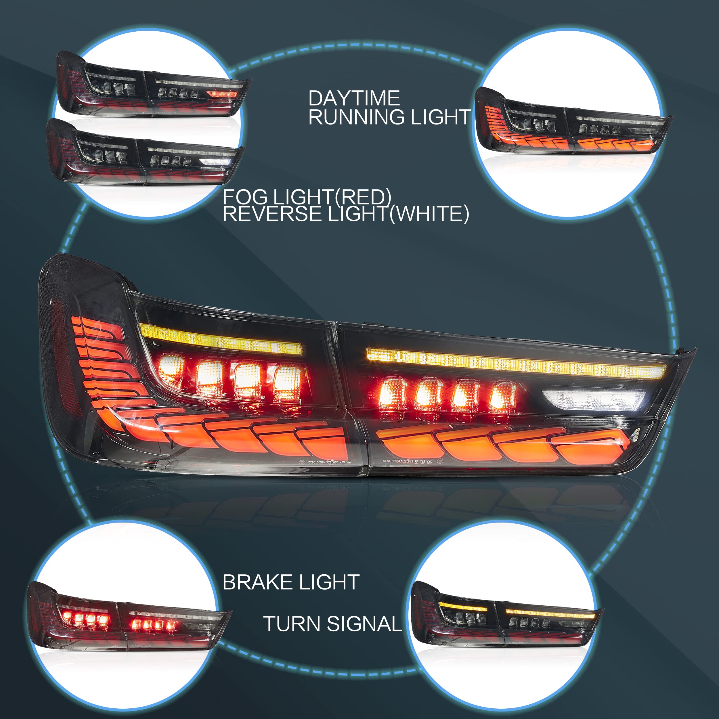 VLAND OLED Rear Lights Compatible with 2013-2018 BMW 3 Series F30 F35 F80 320i 328i 335i Sedan (Not for F31 F34), Tail Lights with Sequential Indicators, E-mark, Red