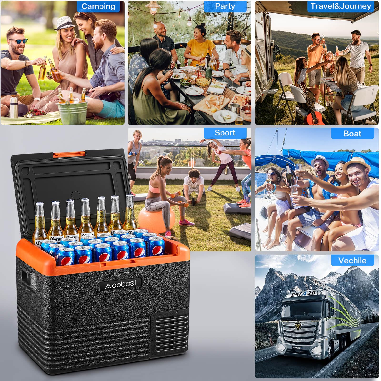 AAOBOSI 83L Campervan Fridge, Camping Refrigerator with APP Control, 12V Fridge Freezer for Campervan, Car, Truck, Boat, Motorhome, Travel