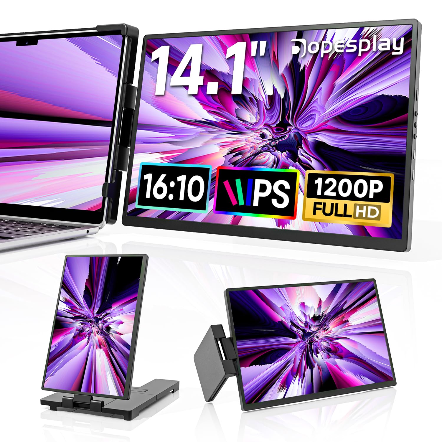 Dopesplay Laptop Screen Extender Monitor,15.6" FHD 1080P IPS External Portable Monitor for Laptop,Plug & Play Dual Screen Monitor for 13.3"-17" Laptops,Compatible with Mac,Wins,Chrome,Android,Dex