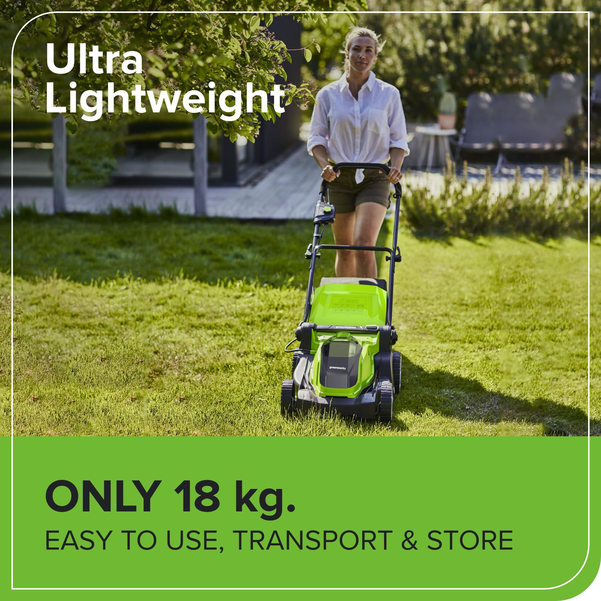 Greenworks 40V Cordless Lawnmower for Lawns up to 500m², 41cm Cutting Width, 50L Bag, Two of 40V 2Ah Batteries & One Charger, 3 Year Guarantee-G40LM41K2X, Green, Black, Grey