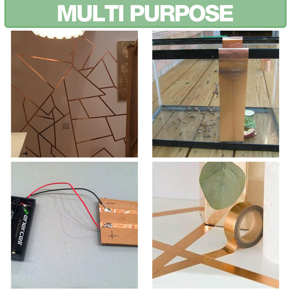 EVG 50mm x 15m Slug Copper Tape | Adhesive Copper Tape Slug Snail Repellent | Slug Deterrent Barrier Copper Foil Tape for Humane Pest Control |