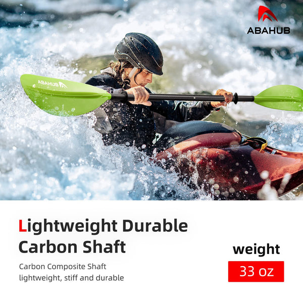 Abahub 1 x Carbon Kayak Paddles, 90.5 Inches Kayaking Oars for Boating, Canoeing with Paddle Leash, Carbon Fiber Shaft Green Plastic Blades