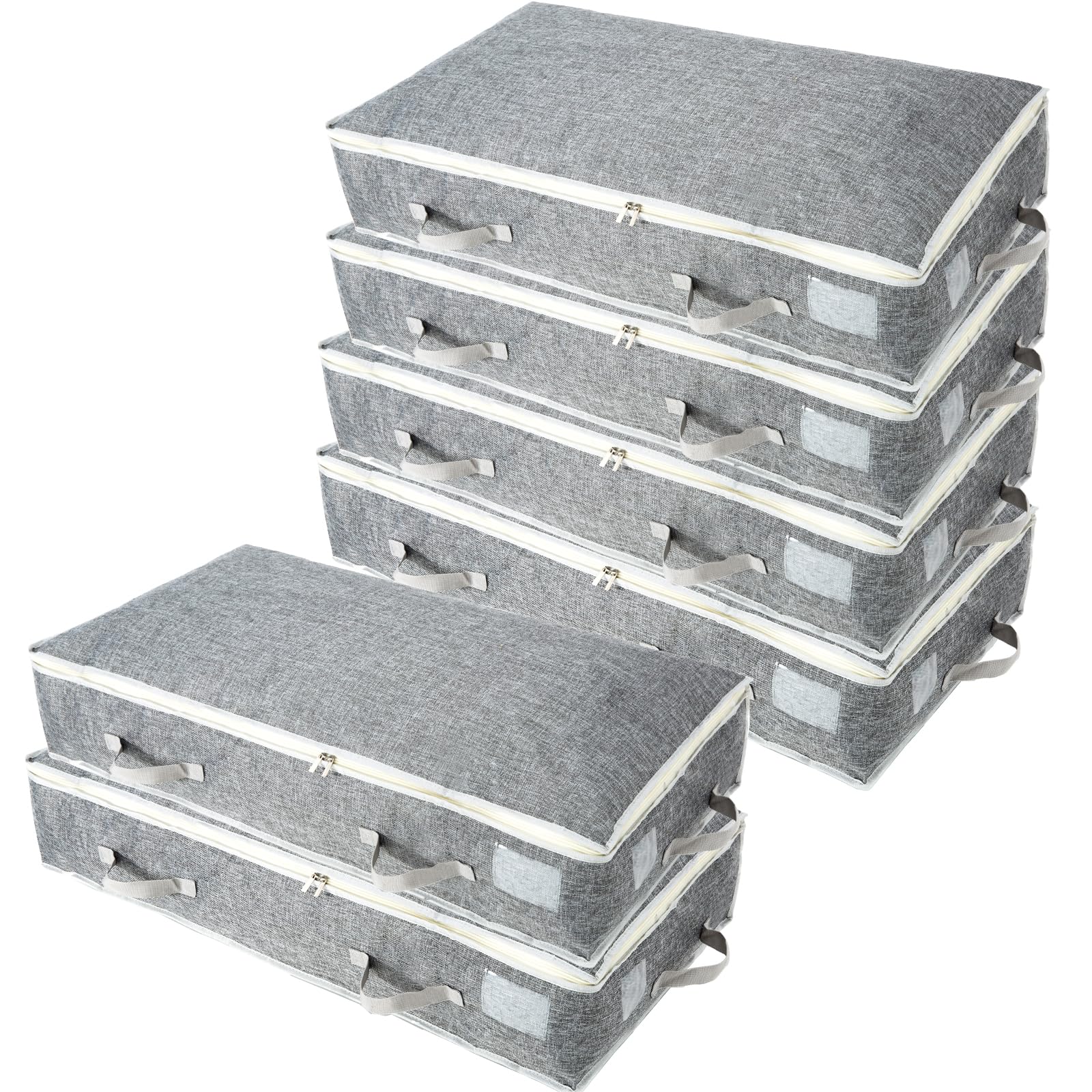 90L Under-Bed Storage Bags with Zips, Large Storage Organizer Boxes, Foldable Clothes Storage Bag, Fabric Storage Bags for Duvets, Shoes, Beddings,