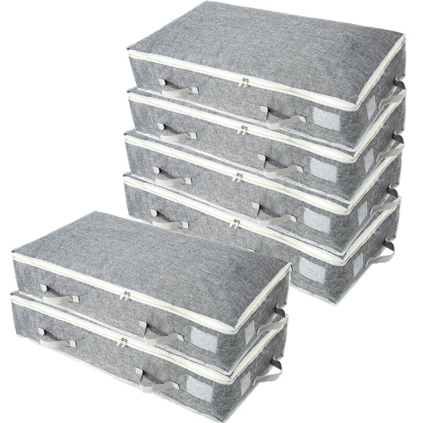 90L Under-Bed Storage Bags with Zips, Large Storage Organizer Boxes, Foldable Clothes Storage Bag, Fabric Storage Bags for Duvets, Shoes, Beddings,