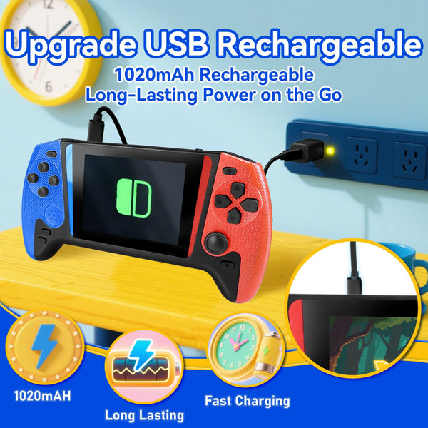 Colourbing Q21 Handheld Games Consoles – 3.5" Portable Mini,Two Players Battle,Built-in 500 Retro Games,1020mAh Rechargeable Battery–Great Retro Games Console for Adults,Teens Birthday and Party Gifts
