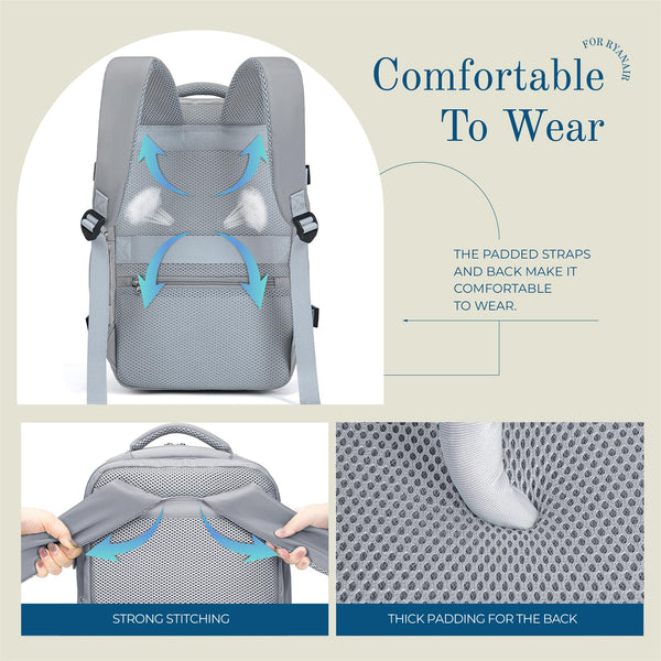 Cabin Bag 45x36x20 for New Easyjet, Underseat Cabin Luggage Bags Carry on Travel Backpack Cabin Size for Airplanes, 30L Hand Luggage Suitcase Water Resistant Laptop Backpacks Black