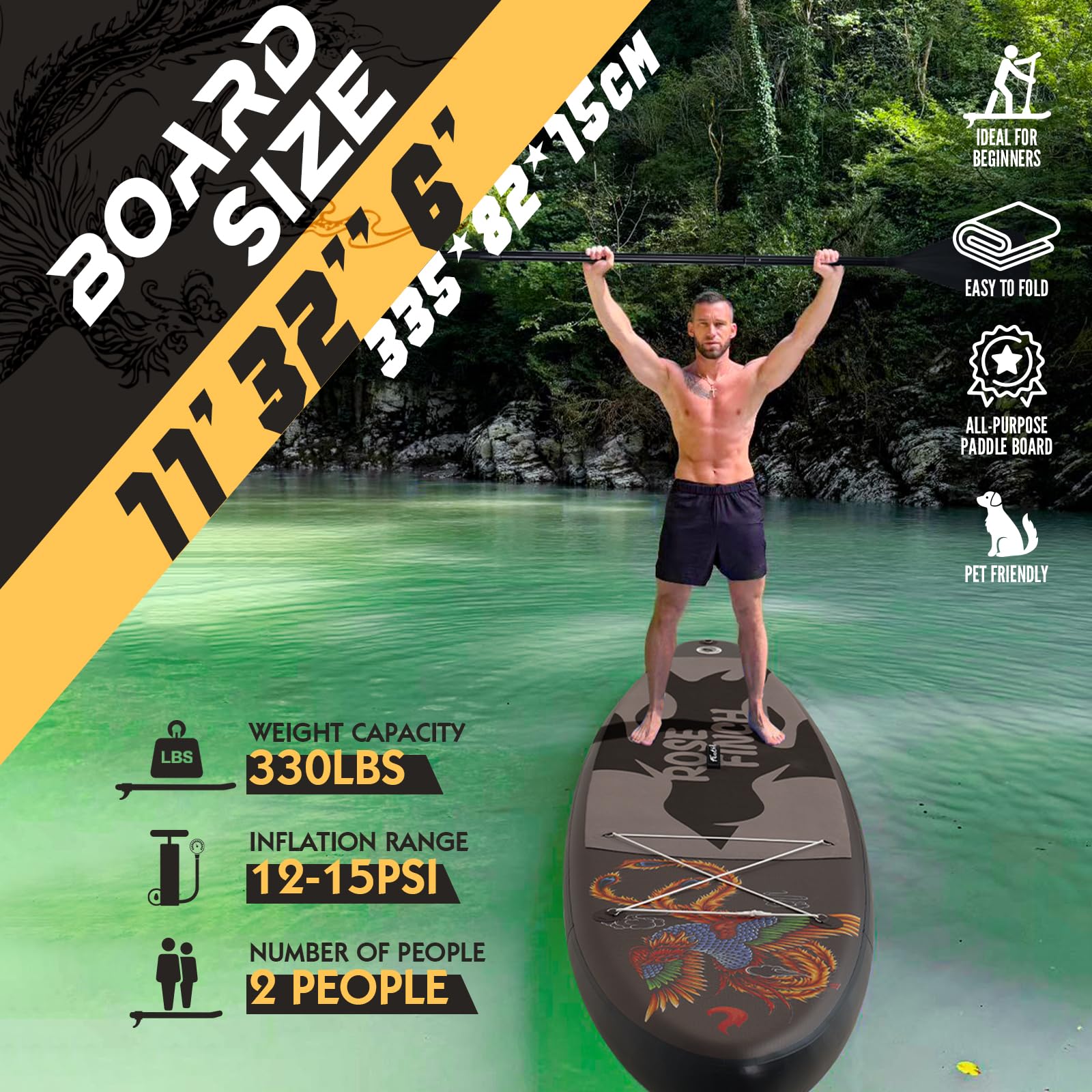 FEATH-R-LITE 10' &11' Inflatable Ultra-Light Stand Up Paddle Board for All Skill Levels Included with SUP, Adj Paddle, Pump, Backpack, Leash