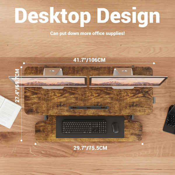 ERGOMAKER Standing Desk Converter, 36"/91cm Wide Height Adjustable Quick Sit to Stand Up Desk Riser for Dual Monitor