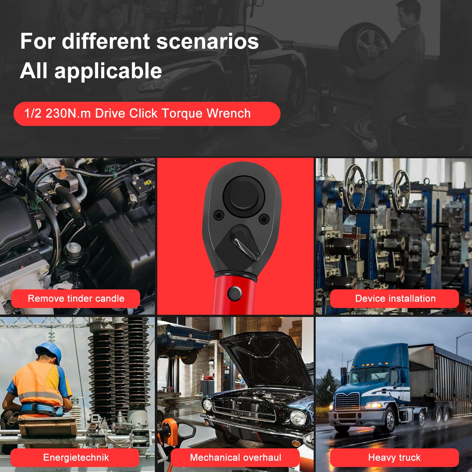 ATsafepro Torque Wrench 3/4 Inch, 100-600 Nm Torque Wrenchs, ±3% Error Accuracy with 48 Teeth Dual-Direction Adjustable for Repair of Car, Truck, Tractor