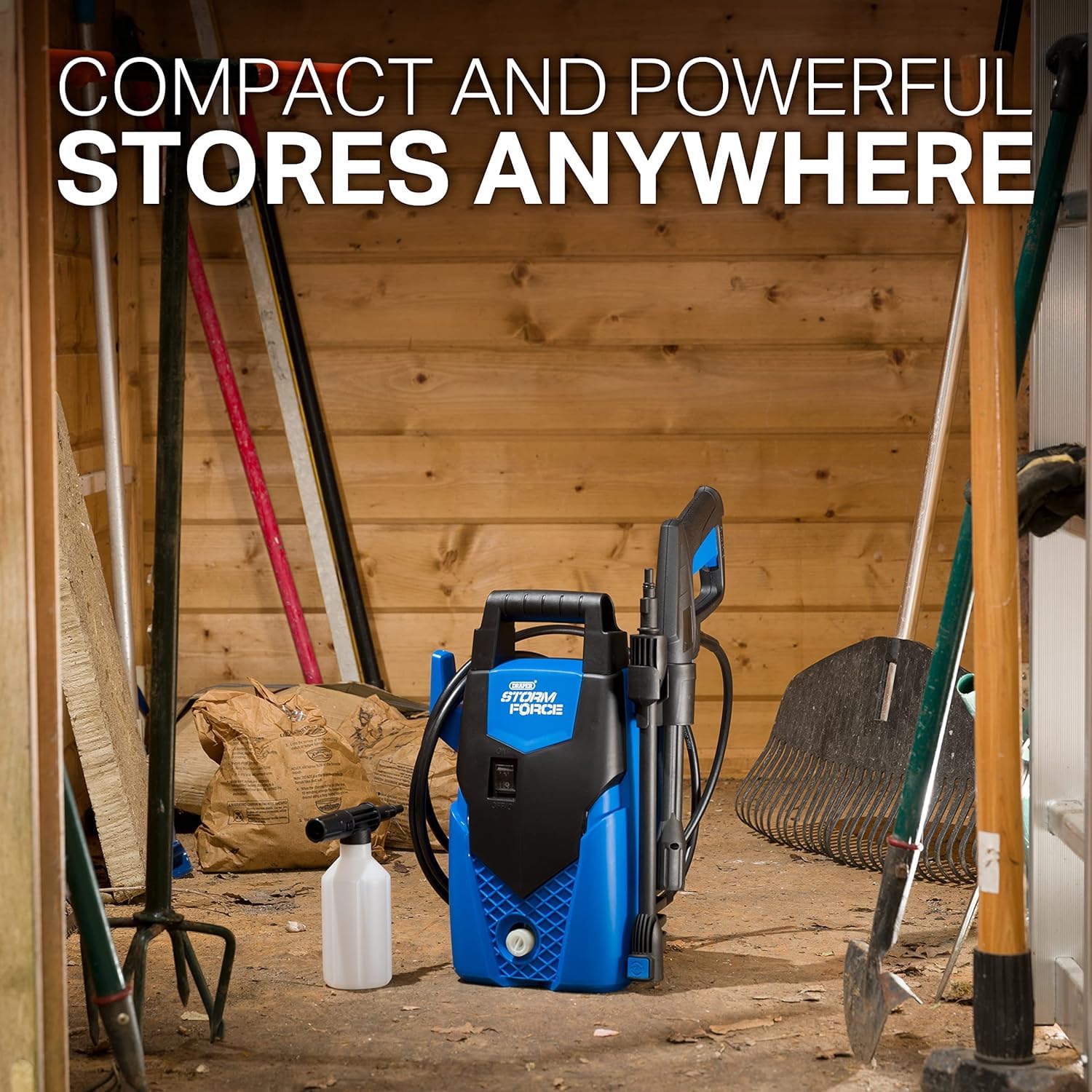 Draper Storm Force Pressure Washer 105Bar | 1400W Jet Power Washer | Snow Foam Gun | 1522Psi Patio and Car Cleaner | 98674, Blue