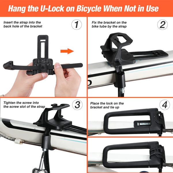 ValueMax Bike Lock, High Security Bike U Lock 17mm, with Sturdy Mounting Bracket and Keys, D Cycling Lock for Bicycles/Motorcycles/Scooters/Collapsible Doors