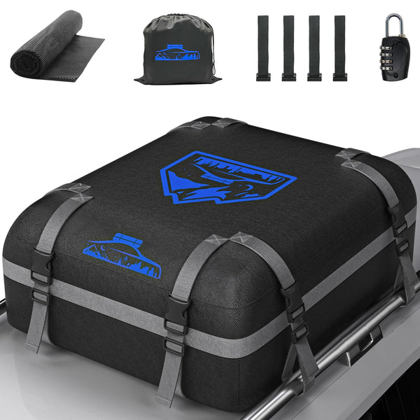 BOYUJK Roof Bag 20 Cubic/566 L, Waterproof Car Roof Bag no Rack Needed, Car Roof Box with Anti-Slip Mat and 6 Heavy-Duty Straps, Folding Soft Roof Bag for Cars with/Without Rack（ Orange 566L ）