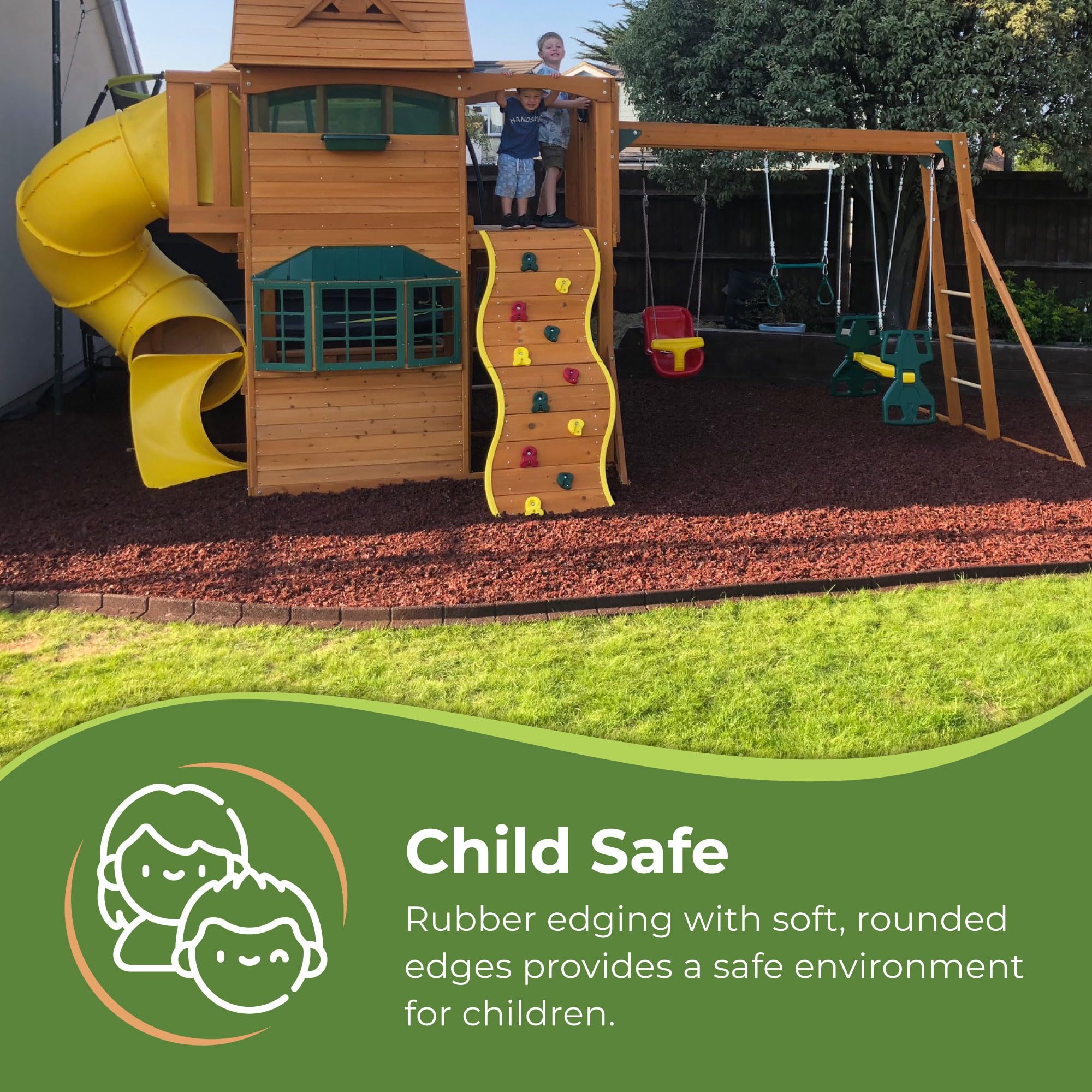 FlexiBorder - Lawn Edging - Flexible Garden Edging for Grass Lawns, Pathways & Raised Borders - Artificial Grass - Brown - 6 x 1m Lengths