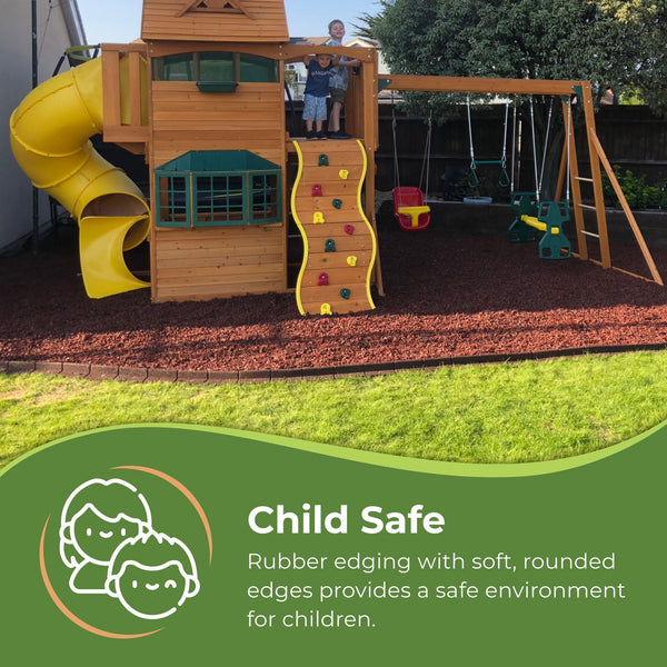 FlexiBorder - Lawn Edging - Flexible Garden Edging for Grass Lawns, Pathways & Raised Borders - Artificial Grass - Brown - 6 x 1m Lengths