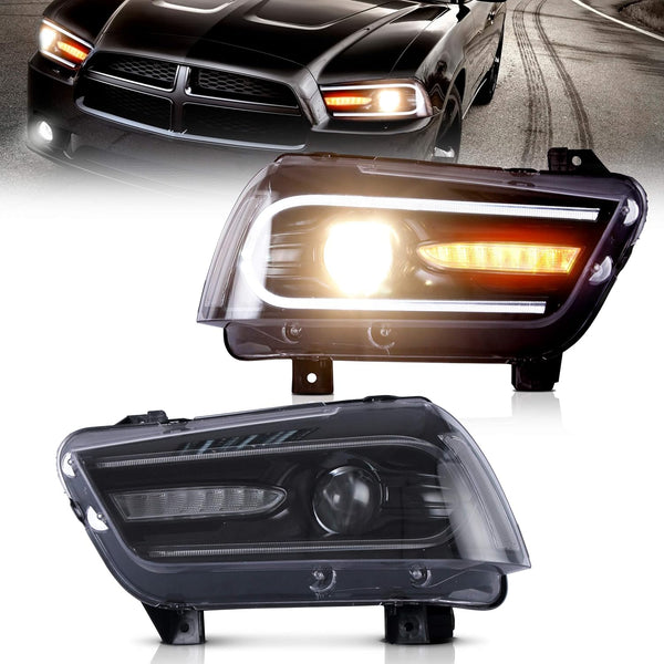 VLAND 2011-2014 Dodge Charger LED Headlights with Dual Beam Sequential Turn Signals (Not Fit Dodge Charger SE 2012)