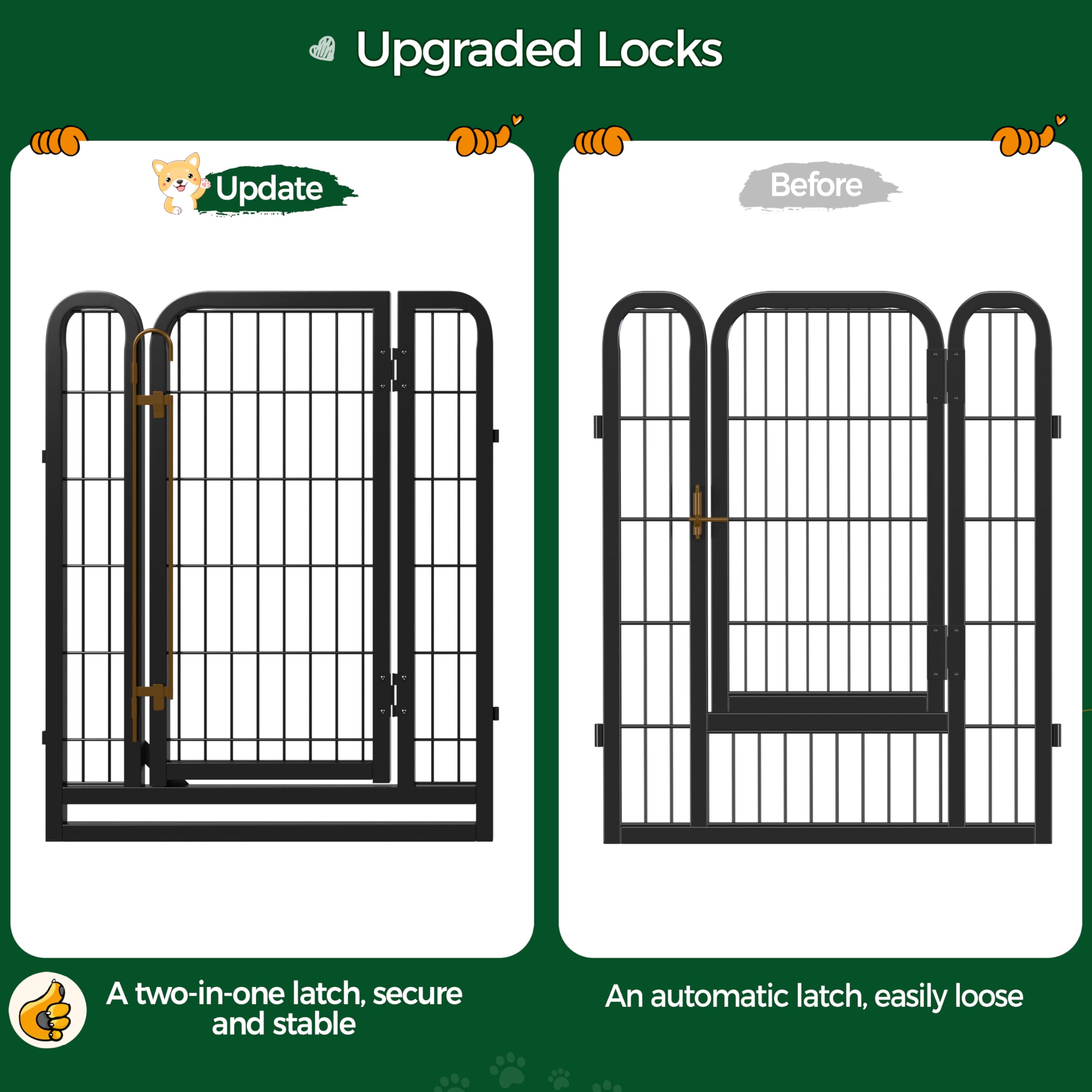 Yaheetech Lightweight Dog Playpen, 8 Panel 80cm Dog Fence Pet Exercise Pen Portable Puppy Play Pen Suitable for RV/Camping