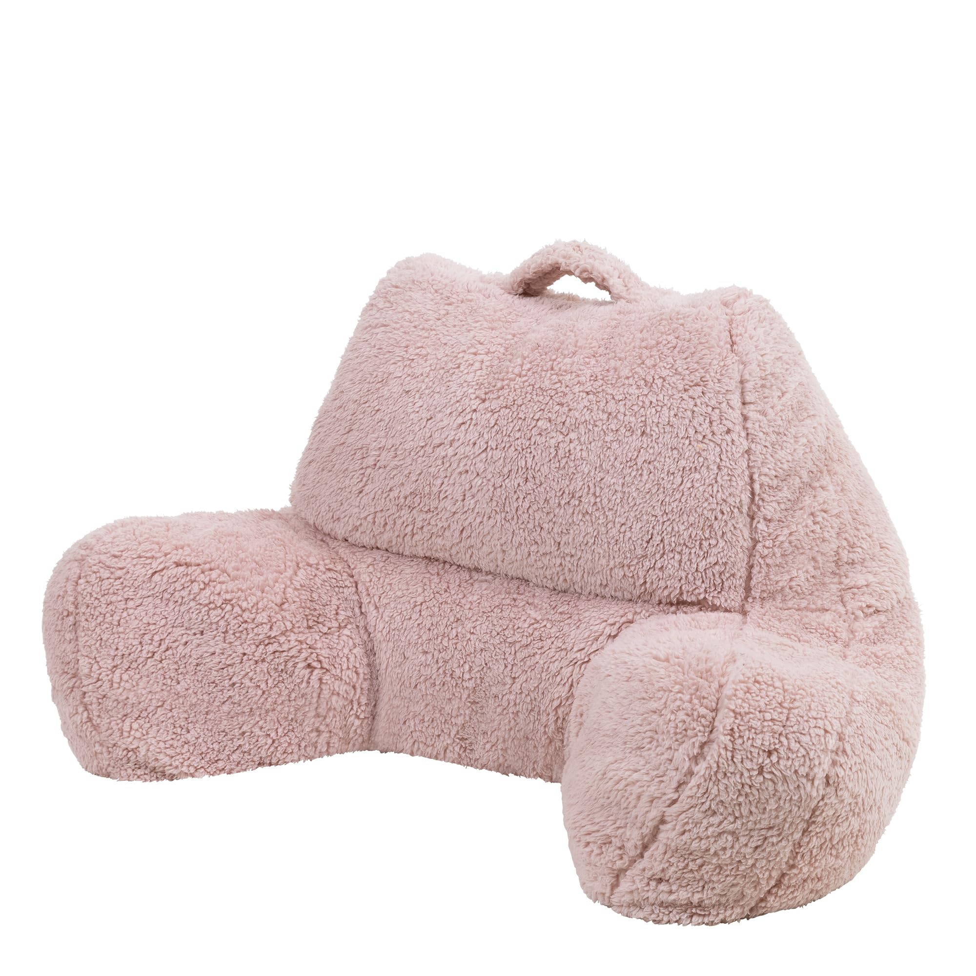 icon Teddy Bear Fluffy Fleece Cuddle Cushion, Dusk Pink, Reading Pillow, Back Support Cushion, Back Support Pillow for Bed with filling included,